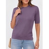 image:imageANRABESS Women Short Sleeve Crewneck Lightweight Summer Sweaters  Wool Blend Soft knit Tops Half Sleeve Shirts Work Business Casual Outfits Fall Spring PulloverGrey Purple