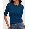 image:imageANRABESS Women Short Sleeve Crewneck Lightweight Summer Sweaters  Wool Blend Soft knit Tops Half Sleeve Shirts Work Business Casual Outfits Fall Spring PulloverDark Teal