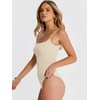 image:imageANRABESS Womens Bodysuits Square Neck Backless Spaghetti Straps Ultra Soft Double Lined Layering Top for Daily Work TravelBeige
