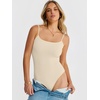 image:imageANRABESS Womens Bodysuits Square Neck Backless Spaghetti Straps Ultra Soft Double Lined Layering Top for Daily Work TravelBeige