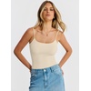 image:imageANRABESS Womens Bodysuits Square Neck Backless Spaghetti Straps Ultra Soft Double Lined Layering Top for Daily Work TravelBeige