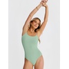image:imageANRABESS Womens Bodysuits Square Neck Backless Spaghetti Straps Ultra Soft Double Lined Layering Top for Daily Work TravelLight Green