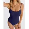 image:imageANRABESS Womens Bodysuits Square Neck Backless Spaghetti Straps Ultra Soft Double Lined Layering Top for Daily Work TravelNavy Blue