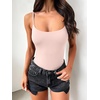 image:imageANRABESS Womens Bodysuits Square Neck Backless Spaghetti Straps Ultra Soft Double Lined Layering Top for Daily Work TravelPink