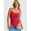 image:imageANRABESS Womens Bodysuits Square Neck Backless Spaghetti Straps Ultra Soft Double Lined Layering Top for Daily Work TravelRed