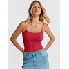 image:imageANRABESS Womens Bodysuits Square Neck Backless Spaghetti Straps Ultra Soft Double Lined Layering Top for Daily Work TravelRed