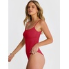 image:imageANRABESS Womens Bodysuits Square Neck Backless Spaghetti Straps Ultra Soft Double Lined Layering Top for Daily Work TravelRed