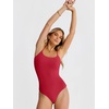 image:imageANRABESS Womens Bodysuits Square Neck Backless Spaghetti Straps Ultra Soft Double Lined Layering Top for Daily Work TravelRed
