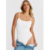 image:imageANRABESS Womens Bodysuits Square Neck Backless Spaghetti Straps Ultra Soft Double Lined Layering Top for Daily Work TravelWhite