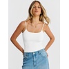 image:imageANRABESS Womens Bodysuits Square Neck Backless Spaghetti Straps Ultra Soft Double Lined Layering Top for Daily Work TravelWhite