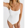 image:imageANRABESS Womens Bodysuits Square Neck Backless Spaghetti Straps Ultra Soft Double Lined Layering Top for Daily Work TravelWhite