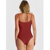 image:imageANRABESS Womens Bodysuits Square Neck Backless Spaghetti Straps Ultra Soft Double Lined Layering Top for Daily Work TravelWine Red