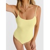 image:imageANRABESS Womens Bodysuits Square Neck Backless Spaghetti Straps Ultra Soft Double Lined Layering Top for Daily Work TravelYellow