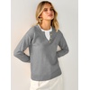 image:imageANRABESS Womens Long Sleeve Lightweight Pullover Sweaters  2 in 1 Fake Layer Crew Neck Soft Skin Friendly Button Sweater Tops Business Casual Office Daily Knit Outfit for Fall WinterGrey
