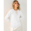 image:imageANRABESS Womens Long Sleeve Lightweight Pullover Sweaters  2 in 1 Fake Layer Crew Neck Soft Skin Friendly Button Sweater Tops Business Casual Office Daily Knit Outfit for Fall WinterWhite