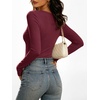 image:imageANRABESS Womens Long Sleeve Shirts Double Lined Tops  V Neck Basic Tee Soft Stretch Fleece Slim Fitted Fall Winter Warm Layer Clothing Going Out Casual Work Everyday WearWine Red