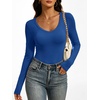 image:imageANRABESS Womens Long Sleeve Shirts Double Lined Tops  V Neck Basic Tee Soft Stretch Fleece Slim Fitted Fall Winter Warm Layer Clothing Going Out Casual Work Everyday WearRoyal Blue
