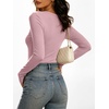 image:imageANRABESS Womens Long Sleeve Shirts Double Lined Tops  V Neck Basic Tee Soft Stretch Fleece Slim Fitted Fall Winter Warm Layer Clothing Going Out Casual Work Everyday WearPink