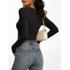 image:imageANRABESS Womens Long Sleeve Shirts Double Lined Tops  V Neck Basic Tee Soft Stretch Fleece Slim Fitted Fall Winter Warm Layer Clothing Going Out Casual Work Everyday WearBlack