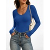 image:imageANRABESS Womens Long Sleeve Shirts Double Lined Tops  V Neck Basic Tee Soft Stretch Fleece Slim Fitted Fall Winter Warm Layer Clothing Going Out Casual Work Everyday WearRoyal Blue
