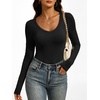 image:imageANRABESS Womens Long Sleeve Shirts Double Lined Tops  V Neck Basic Tee Soft Stretch Fleece Slim Fitted Fall Winter Warm Layer Clothing Going Out Casual Work Everyday WearBlack