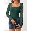 image:imageANRABESS Womens Long Sleeve Shirts Lace Scoop Neck Tops  Ribbed Knit Soft Stretchy Fabric Slim Fitted Going Out Layering Tshirts Casual Basic Fall Winter Fashion OutfitsDeep Green
