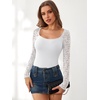 image:imageANRABESS Womens Long Sleeve Shirts Lace Scoop Neck Tops  Ribbed Knit Soft Stretchy Fabric Slim Fitted Going Out Layering Tshirts Casual Basic Fall Winter Fashion OutfitsWhite