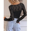 image:imageANRABESS Womens Long Sleeve Shirts Lace Scoop Neck Tops  Ribbed Knit Soft Stretchy Fabric Slim Fitted Going Out Layering Tshirts Casual Basic Fall Winter Fashion OutfitsBlack