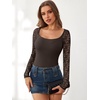 image:imageANRABESS Womens Long Sleeve Shirts Lace Scoop Neck Tops  Ribbed Knit Soft Stretchy Fabric Slim Fitted Going Out Layering Tshirts Casual Basic Fall Winter Fashion OutfitsCoffee