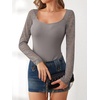 image:imageANRABESS Womens Long Sleeve Shirts Lace Scoop Neck Tops  Ribbed Knit Soft Stretchy Fabric Slim Fitted Going Out Layering Tshirts Casual Basic Fall Winter Fashion OutfitsDark Khaki