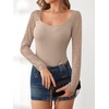 image:imageANRABESS Womens Long Sleeve Shirts Lace Scoop Neck Tops  Ribbed Knit Soft Stretchy Fabric Slim Fitted Going Out Layering Tshirts Casual Basic Fall Winter Fashion OutfitsLight Camel