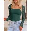 image:imageANRABESS Womens Long Sleeve Shirts Lace Scoop Neck Tops  Ribbed Knit Soft Stretchy Fabric Slim Fitted Going Out Layering Tshirts Casual Basic Fall Winter Fashion OutfitsDeep Green
