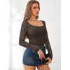 image:imageANRABESS Womens Long Sleeve Shirts Lace Scoop Neck Tops  Ribbed Knit Soft Stretchy Fabric Slim Fitted Going Out Layering Tshirts Casual Basic Fall Winter Fashion OutfitsCoffee