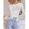 image:imageANRABESS Womens Long Sleeve Shirts Lace Scoop Neck Tops  Ribbed Knit Soft Stretchy Fabric Slim Fitted Going Out Layering Tshirts Casual Basic Fall Winter Fashion OutfitsWhite