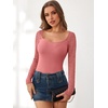 image:imageANRABESS Womens Long Sleeve Shirts Lace Scoop Neck Tops  Ribbed Knit Soft Stretchy Fabric Slim Fitted Going Out Layering Tshirts Casual Basic Fall Winter Fashion OutfitsCoral Pink