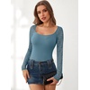 image:imageANRABESS Womens Long Sleeve Shirts Lace Scoop Neck Tops  Ribbed Knit Soft Stretchy Fabric Slim Fitted Going Out Layering Tshirts Casual Basic Fall Winter Fashion OutfitsGrey Blue