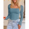image:imageANRABESS Womens Long Sleeve Shirts Lace Scoop Neck Tops  Ribbed Knit Soft Stretchy Fabric Slim Fitted Going Out Layering Tshirts Casual Basic Fall Winter Fashion OutfitsGrey Blue