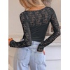 image:imageANRABESS Womens Long Sleeve Shirts Lace Scoop Neck Tops  Ribbed Knit Soft Stretchy Fabric Slim Fitted Going Out Layering Tshirts Casual Basic Fall Winter Fashion OutfitsDeep Grey