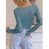 image:imageANRABESS Womens Long Sleeve Shirts Lace Scoop Neck Tops  Ribbed Knit Soft Stretchy Fabric Slim Fitted Going Out Layering Tshirts Casual Basic Fall Winter Fashion OutfitsGrey Blue