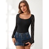 image:imageANRABESS Womens Long Sleeve Shirts Lace Scoop Neck Tops  Ribbed Knit Soft Stretchy Fabric Slim Fitted Going Out Layering Tshirts Casual Basic Fall Winter Fashion OutfitsBlack