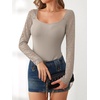 image:imageANRABESS Womens Long Sleeve Shirts Lace Scoop Neck Tops  Ribbed Knit Soft Stretchy Fabric Slim Fitted Going Out Layering Tshirts Casual Basic Fall Winter Fashion OutfitsBeige