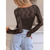 image:imageANRABESS Womens Long Sleeve Shirts Lace Scoop Neck Tops  Ribbed Knit Soft Stretchy Fabric Slim Fitted Going Out Layering Tshirts Casual Basic Fall Winter Fashion OutfitsCoffee