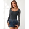 image:imageANRABESS Womens Long Sleeve Shirts Lace Scoop Neck Tops  Ribbed Knit Soft Stretchy Fabric Slim Fitted Going Out Layering Tshirts Casual Basic Fall Winter Fashion OutfitsDeep Grey