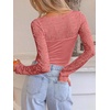image:imageANRABESS Womens Long Sleeve Shirts Lace Scoop Neck Tops  Ribbed Knit Soft Stretchy Fabric Slim Fitted Going Out Layering Tshirts Casual Basic Fall Winter Fashion OutfitsCoral Pink