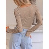 image:imageANRABESS Womens Long Sleeve Shirts Lace Scoop Neck Tops  Ribbed Knit Soft Stretchy Fabric Slim Fitted Going Out Layering Tshirts Casual Basic Fall Winter Fashion OutfitsLight Camel