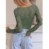 image:imageANRABESS Womens Long Sleeve Shirts Lace Scoop Neck Tops  Ribbed Knit Soft Stretchy Fabric Slim Fitted Going Out Layering Tshirts Casual Basic Fall Winter Fashion OutfitsSage Green