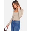 image:imageANRABESS Womens Long Sleeve Square Neck Crop Top Ribbed Slim Fitted Basic Tee Layer Y2K Shirts Fall Fashion Outfits 2026Beige