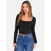 image:imageANRABESS Womens Long Sleeve Square Neck Crop Top Ribbed Slim Fitted Basic Tee Layer Y2K Shirts Fall Fashion Outfits 2026Black