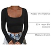 image:imageANRABESS Womens Long Sleeve Square Neck Crop Top Ribbed Slim Fitted Basic Tee Layer Y2K Shirts Fall Fashion Outfits 2026Black
