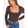 image:imageANRABESS Womens Long Sleeve Square Neck Crop Top Ribbed Slim Fitted Basic Tee Layer Y2K Shirts Fall Fashion Outfits 2026Coffee